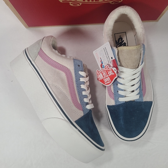 Vans Shoes - Vans Old Skool Stackform Platform Pig Suede Sherpa Multi Color Sneakers Women 7